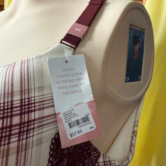 Cacique Balconette Lightly Lined Bra Size 46C in Cream and Burgundy - Picture 6 of 9